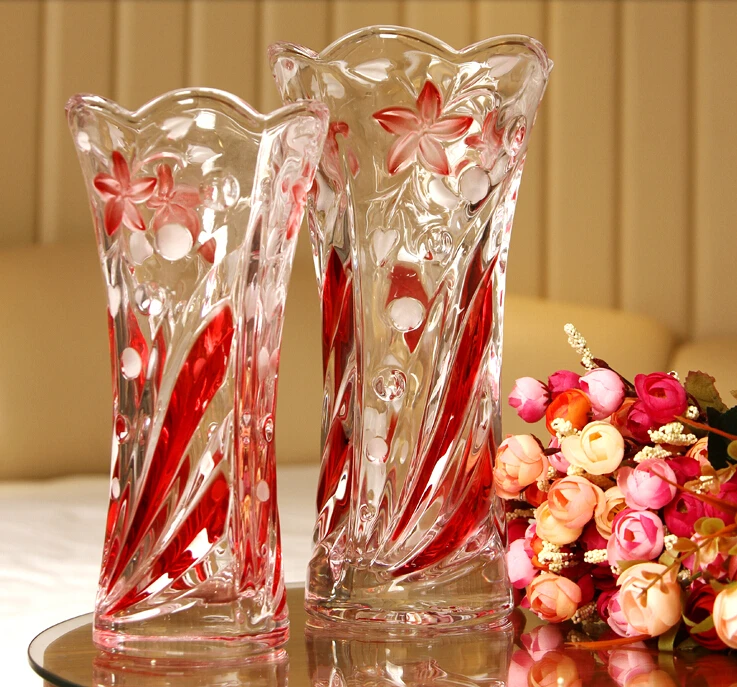 Classy Colored Glass Vase With Elegant Embossed Design, Wedding Glass Fiber Vase Walkway Stand for Wedding Decoration