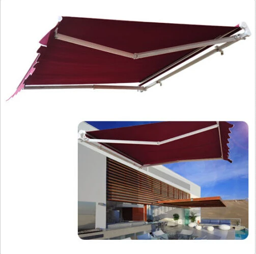 Retractable Patio Awning 12 X 10 Canopy Sun Shade Deck UV Protection Manual Sand Awnings
