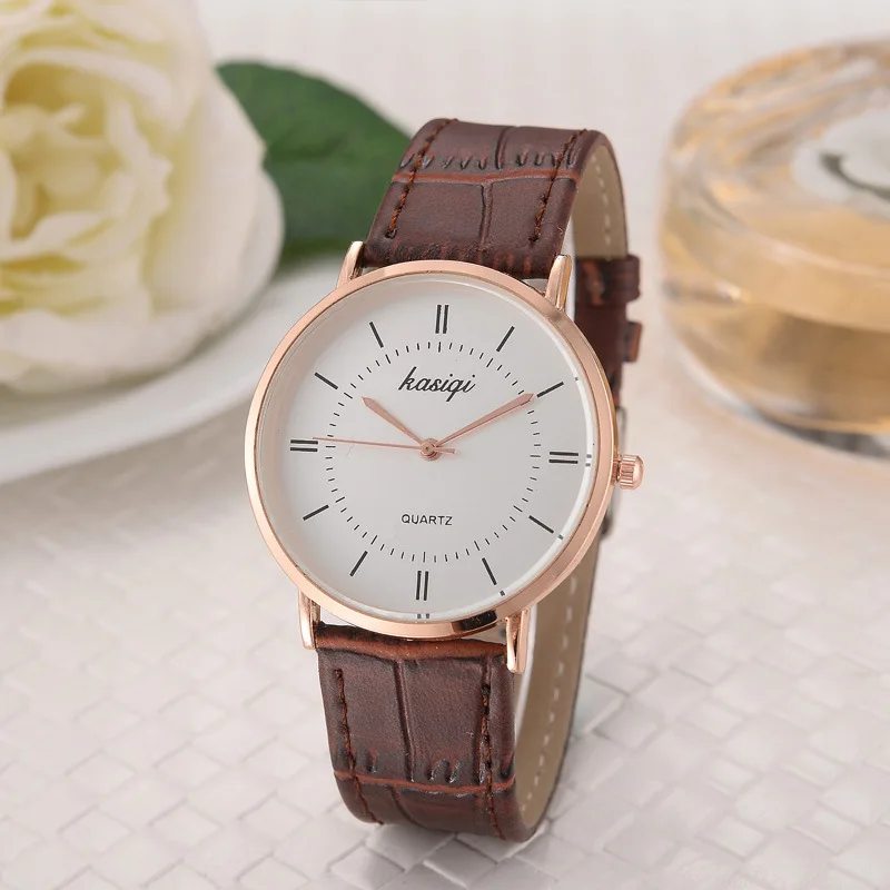 Kasiqi新しいデザイン安いファッションシンプルなカップル学生時計高品質レザークォーツ時計レロジオ Buy 本革の腕時計 クォーツ時計 安価な時計 Product On Alibaba Com