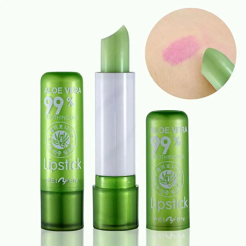 Private Label Aloe Vera 99% Color Change Lip Balm | Waterproof Long-Lasting  Green Tube Lipstick for Men & Women