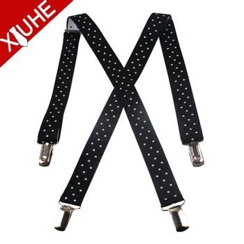 Custom Wholesale White Dot Pattern Woven Elastic Braces Y Shape Men's Kids Suspenders Belts for Men