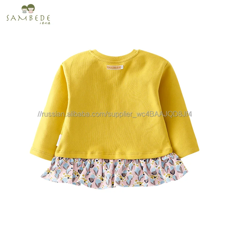 
 Sambede девушки трикотажные футболки для маленьких девочек поддельные из двух частей рубашки детская одежда весна осен SM7Q30487  