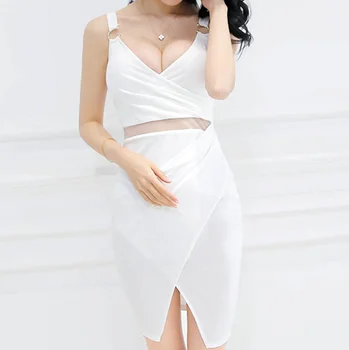 sexy hot women sleeveless v neck  bodycon casual short dress classic design OEM/ODM guangzhou manufacturer