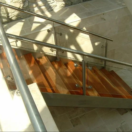 Outside Modern Staircase Open Riser Solid Wood Stair