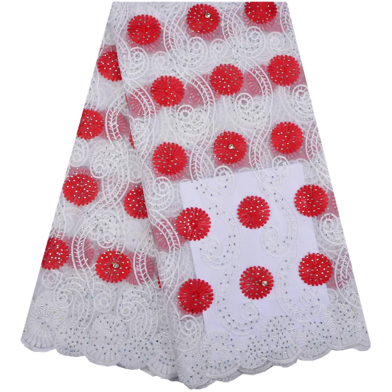 Высококачественная африканская кружевная ткань гипюр красивое нигерийское кружево с камнями из молочного шелка для женского платья