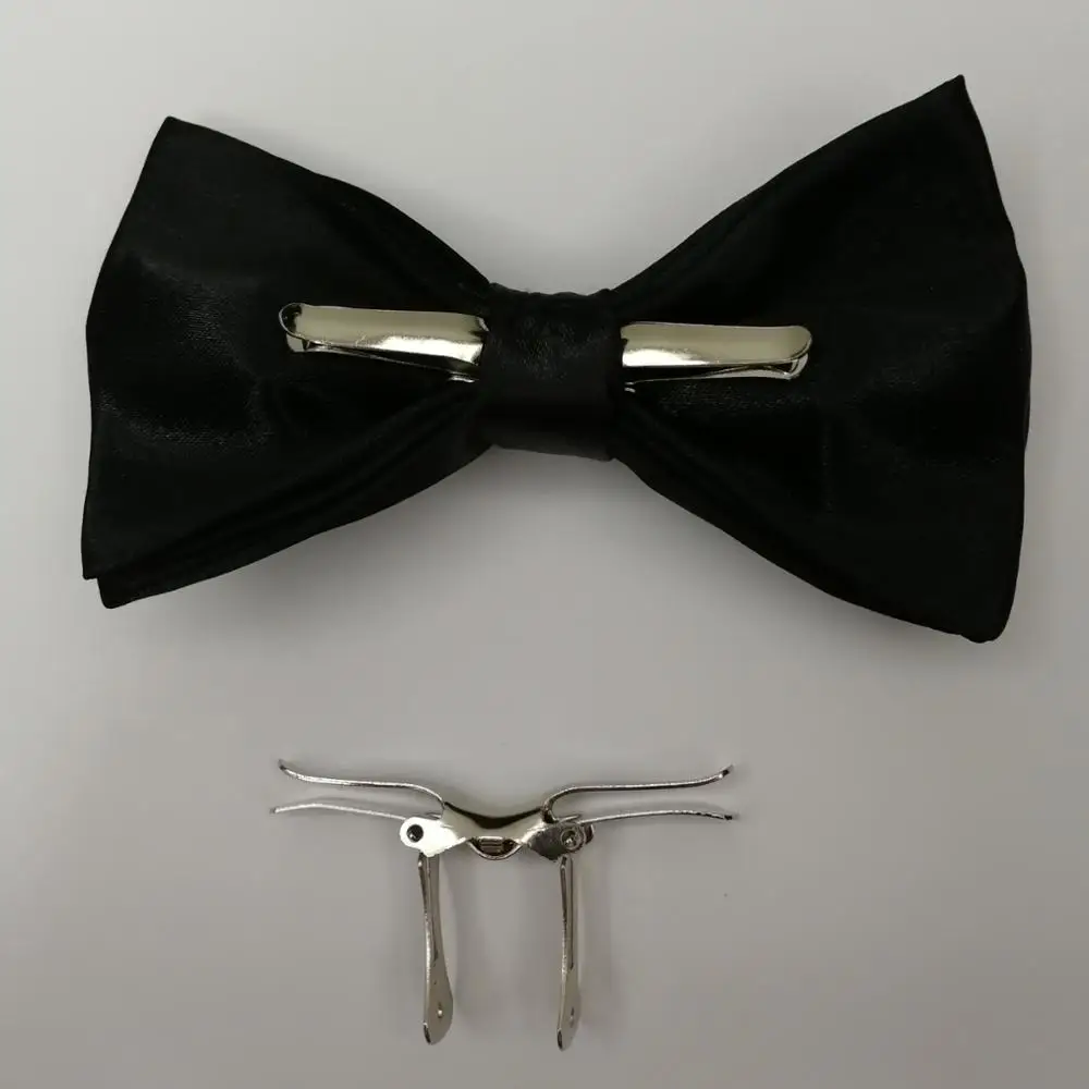 20Pcs 2 Colors Bow Tie Clips Bowtie Hardware Fastener Black Silver Iron  Clip-On tie Clip with Plastic Fixed Collar Clips for DIY Bowtie Hardware