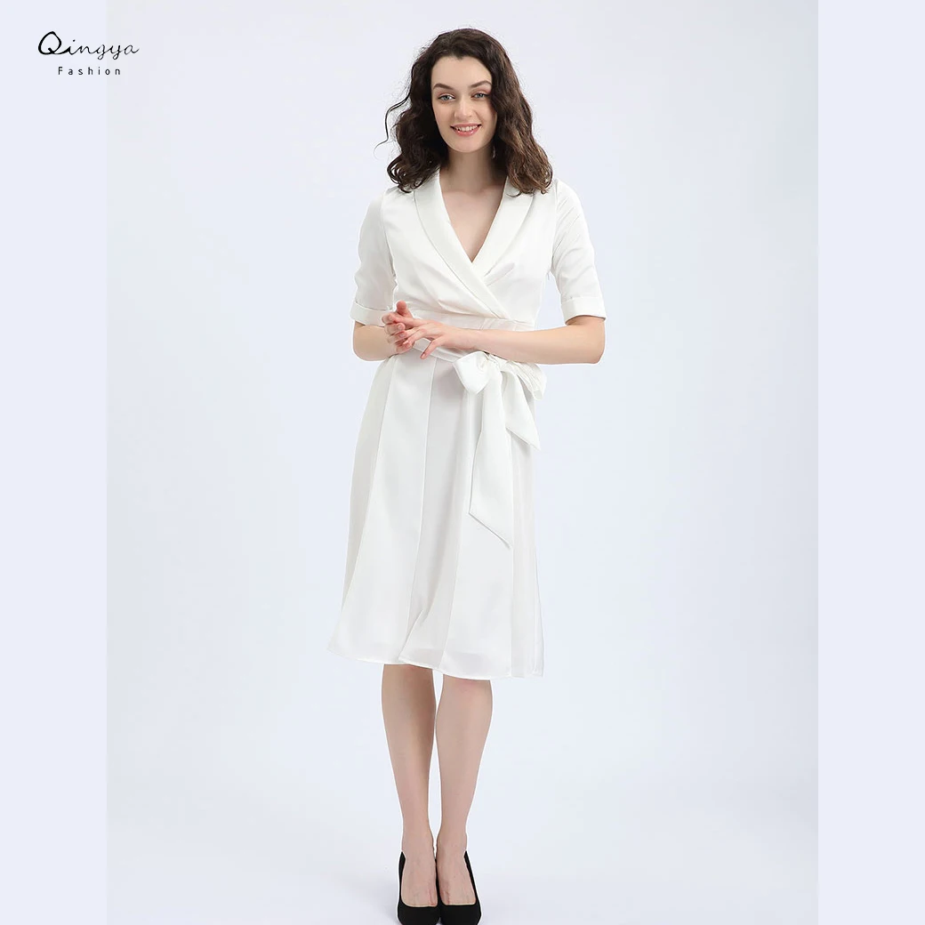 polyester spandex wrap dress