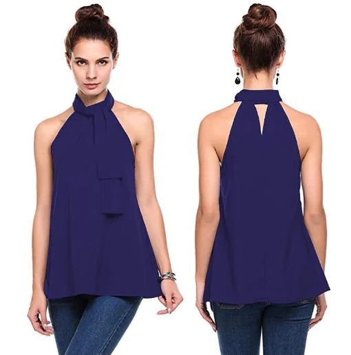 Womens Tops and Blouses Fashion Plus Size Printing Chiffon Sleeveless Vest Blouse Top Shirt AMOFINY 