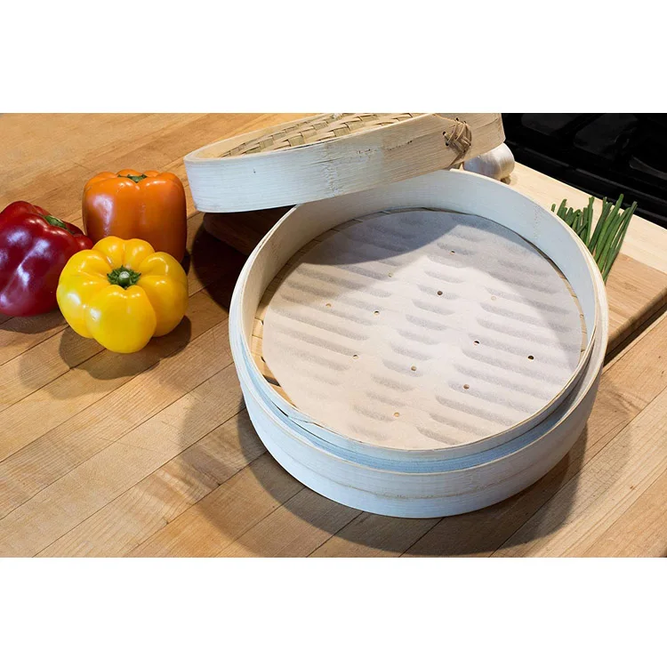 Кухонные принадлежности 10 дюймов ручной работы Бамбуковая решетка для варки на пару, 2 уровня Корзины, здоровой пищи для овощей, решетка для варки Пельменей