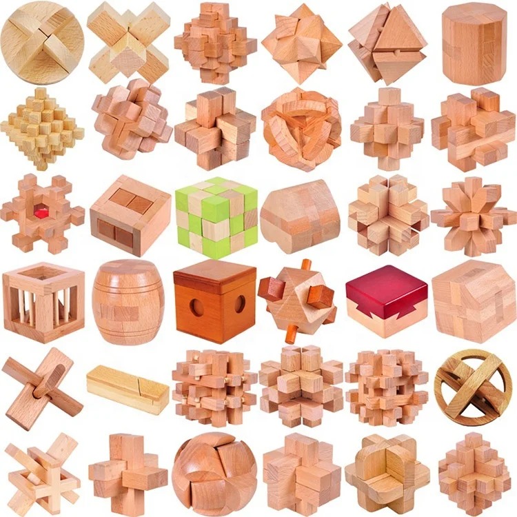 Tutti i Tipi di Rompicapo Magico Gioco Puzzle a Cubo Giocattolo in Legno  Rompicapo 3D Soluzione per Cubo di Legno