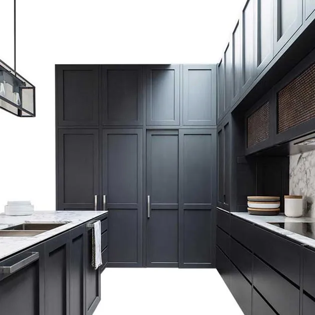 U Shape Dark Grey Melamine Profile Kitchen Cabinet Design For Real Estate View Economical Building Materials Cbmmart Product Details From Cbmmart Limited On Alibaba Com