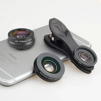 Wholesale Selfie 3-in-1 Photo 230 degree fish eye 0.36x wide angle 15x macro camera Lens set