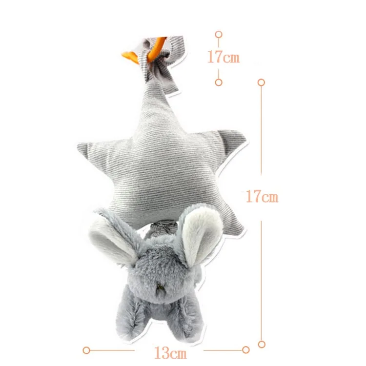 M013A Gray Star Rabbit Soft Plush Pull String Musical Baby Toy