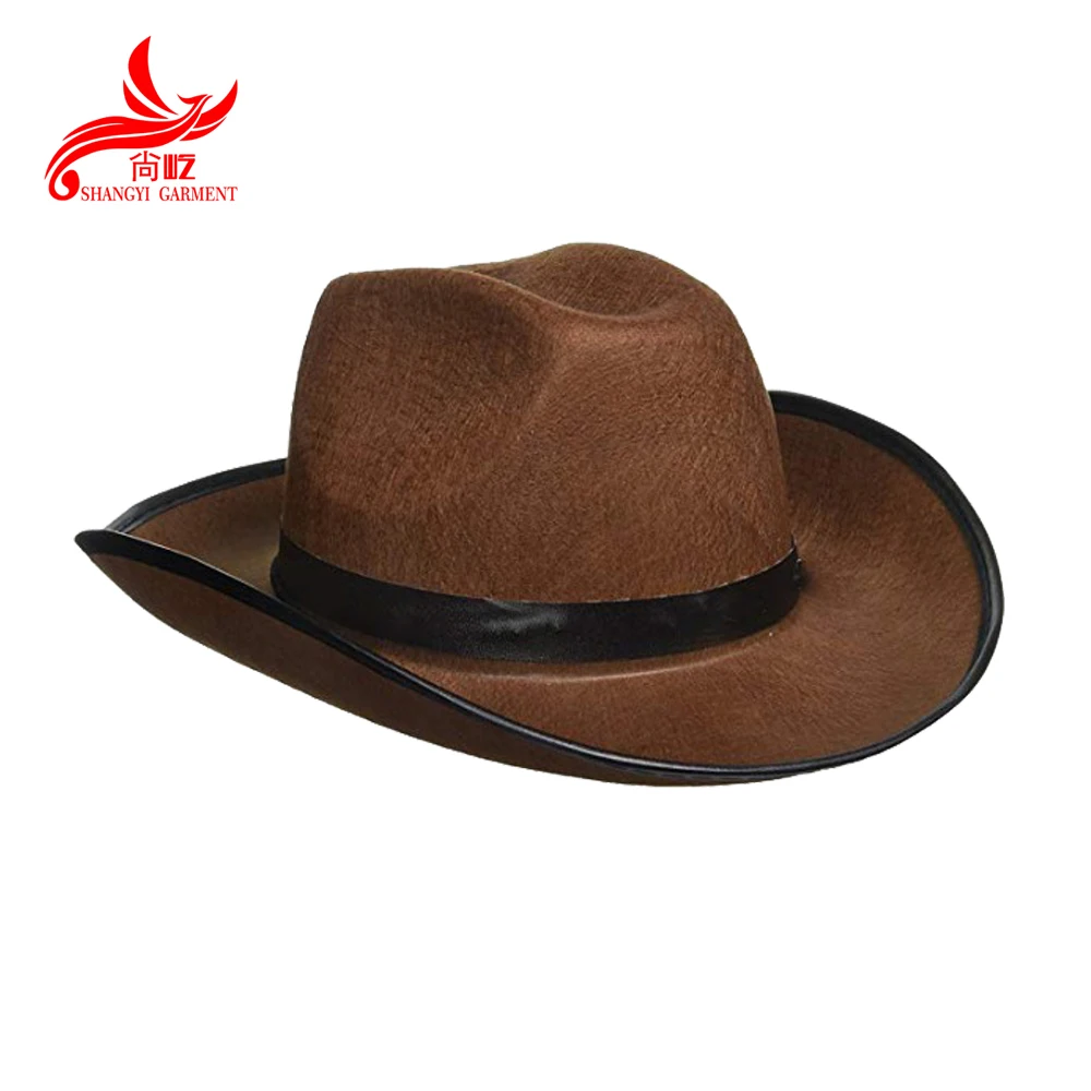 Unisex Cheap West Fancy Suede Leather Promotion Orange Cowboy Hat