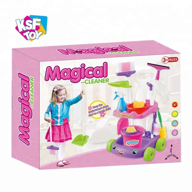 
Развивающая Семейная Игрушка, инструменты для уборки, пластиковая тележка, забавный детский набор для уборки, для ролевых игр 
