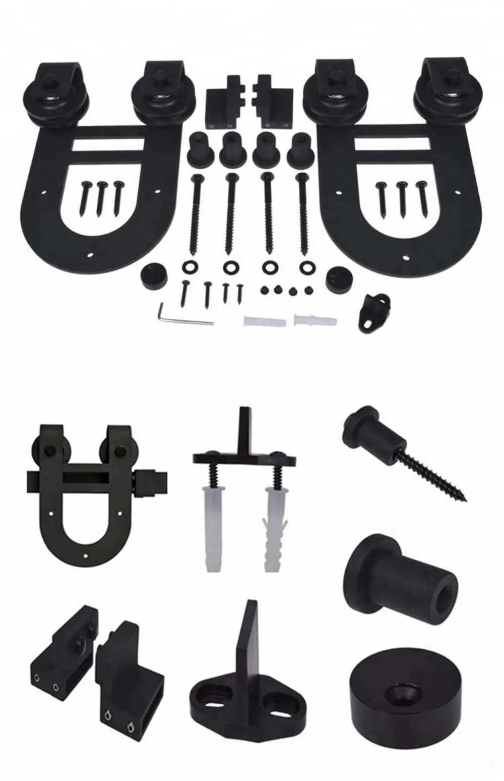 High Rise Roller Guide Nylon Sliding Door System Black Coating Barn