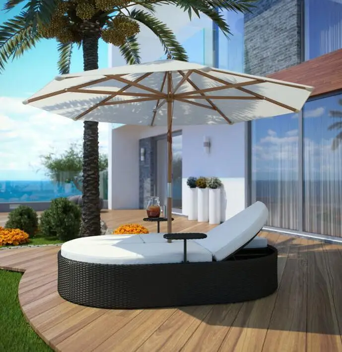 Dubai Furniture Rattan Materials Outdoor Daybed With Umbrella Buy