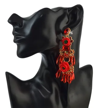 Fashion Resin Flower Shape Long Drop Earrings for Women Imitation Jewelry