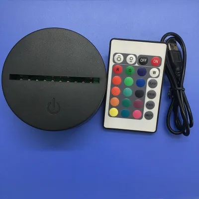 Основа для светодиодной лампы 3D ночник из АБС-пластика и акрила черного цвета светодиодный с сенсорным управлением USB-кабелем