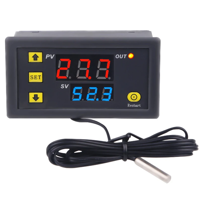 DC12V 20A Relay Digital Display Microcomputer Thermostat Temperature Controller Switch with Waterproof Sensor for Industrial Equipment Temperature Controller 