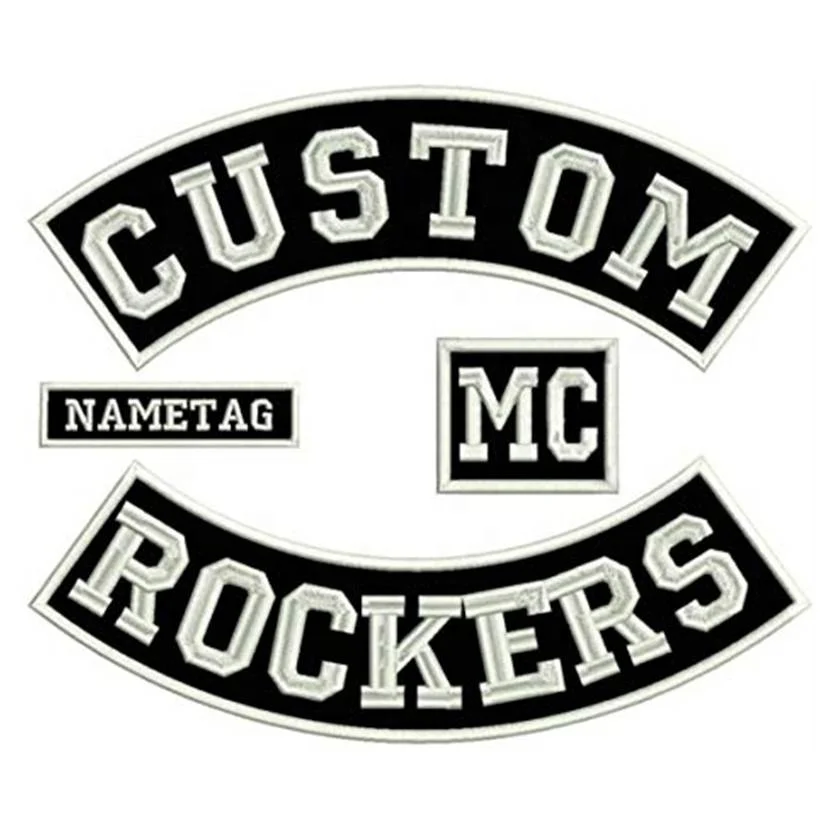 Custom Rocker Biker Scroll, Embroidered patch
