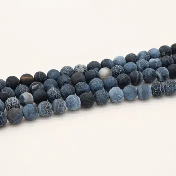 Natural Stone Beads 6mm 8mm 10mm Matte Drak Blue Agate Beads