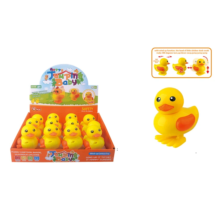 Забавная заводная игрушка для прыжков, желтая утка, игрушки для малышей