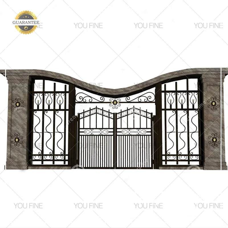 2019 New Models Wrought Iron Square Tube Main Gate Design