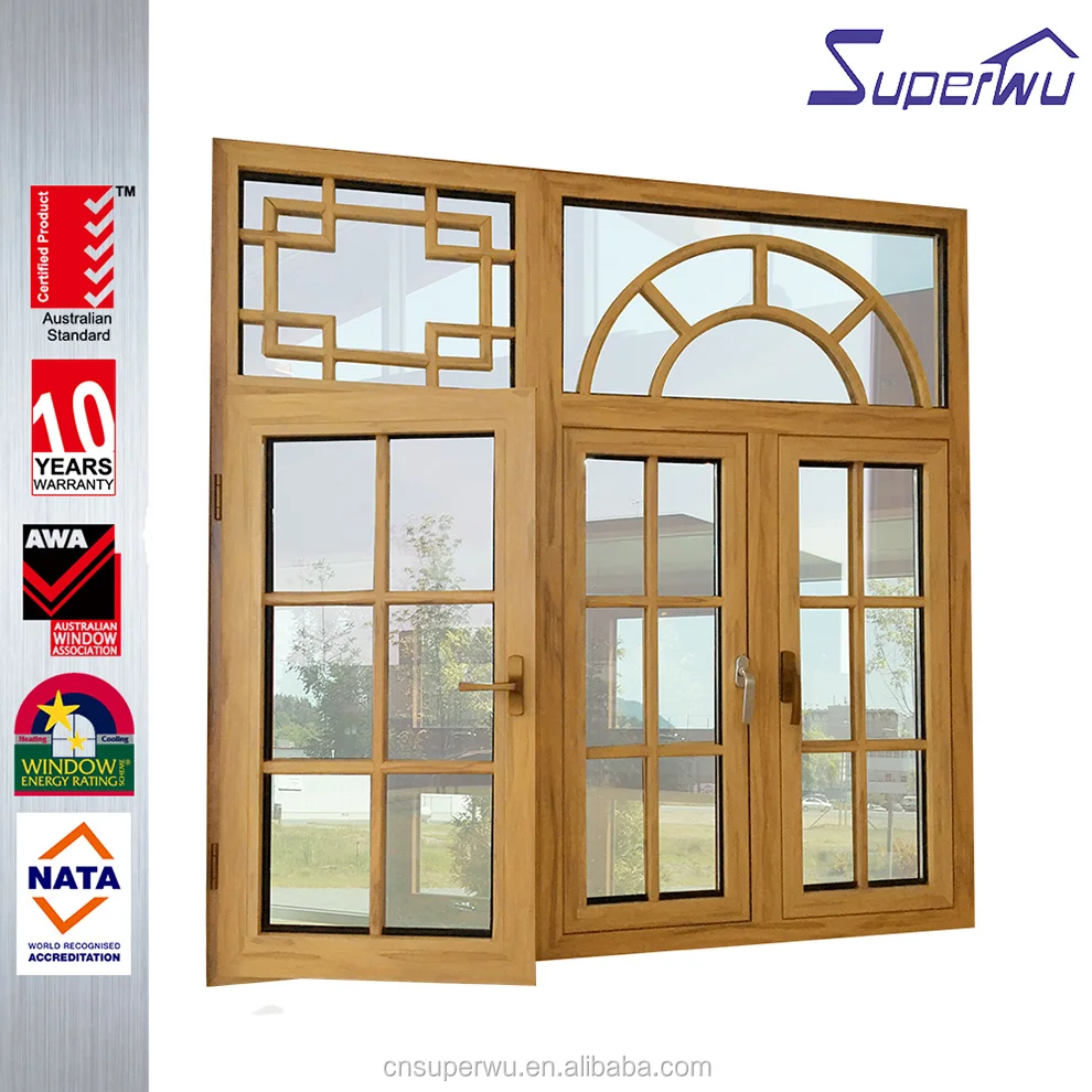 Customized wood color thermal break aluminum stainless steel window specification of aluminium doors and windows
