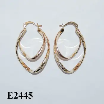 2014 wholesale cheap gold plating fashion jewelry 3 tone earrings latest earring designs for women