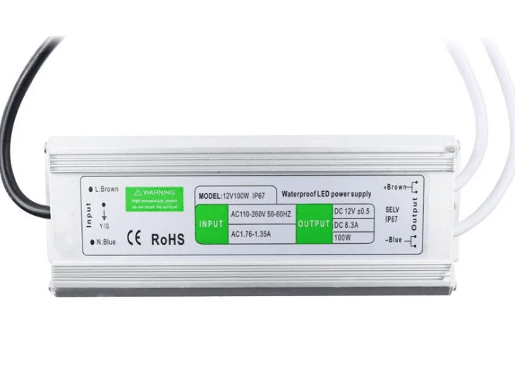Outdoor 12V 100W IP67 Waterproof Single Output SMD 3528 5050 5730 RGB Strip LED Driver Power Supply Adapter CE for
