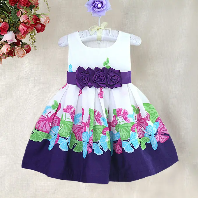 летние детские платья для девочек с цветами и бабочками