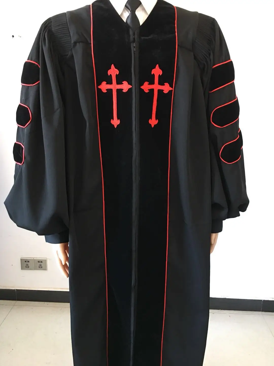 Dr. of Divinity Robe in Black with Red and Gold