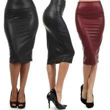 free shipping plus size high-waist faux leather pencil skirt black skirt 9 colors S/M/L/XL