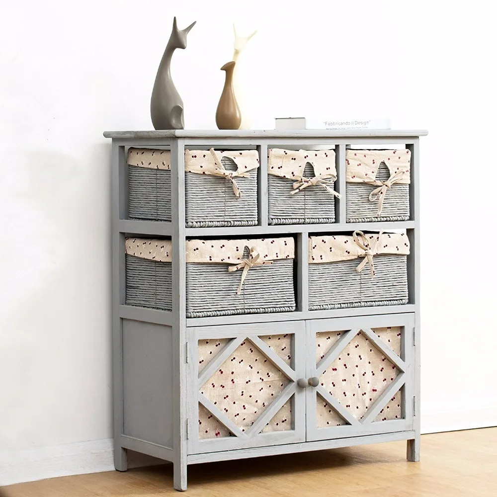 10 Drawers MIERES Large Storage Chest Baskets Solid Paulownia Sideboard for Hallway Bathroom