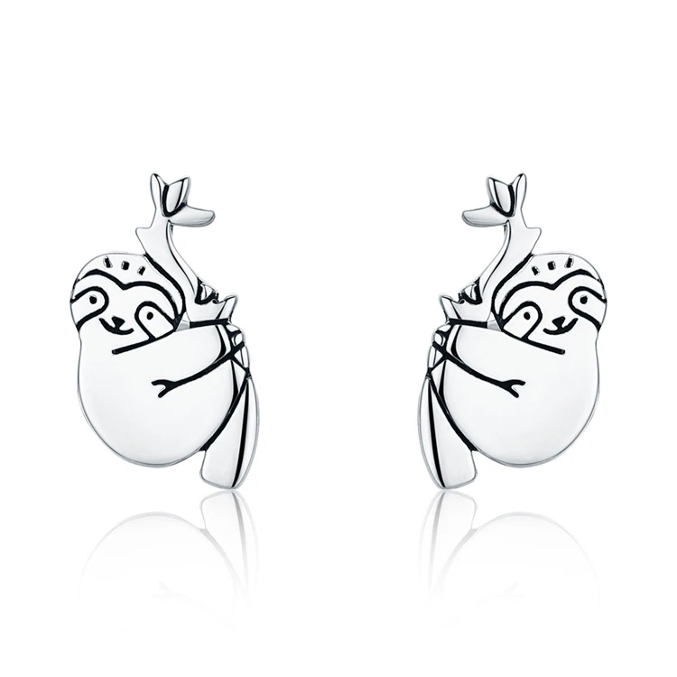 sloth earrings sterling silver