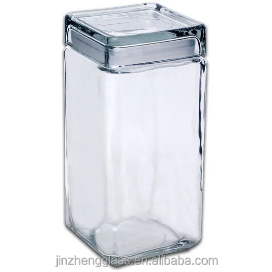 stackable square glass jars with lids