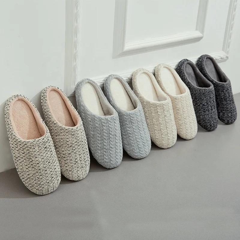 cashmere knitted fabric room winter warm indoor couple slipper