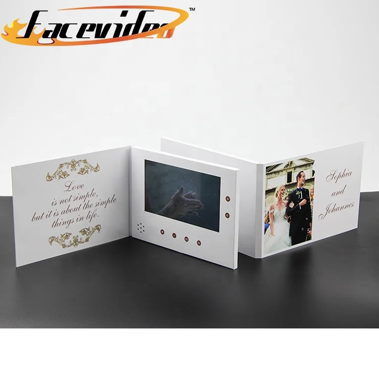 Hign Quality Printing 7 Inch LCD Display Video Greeting Card Wedding Video Invitation Card Gift Video Brochure Thank You Card