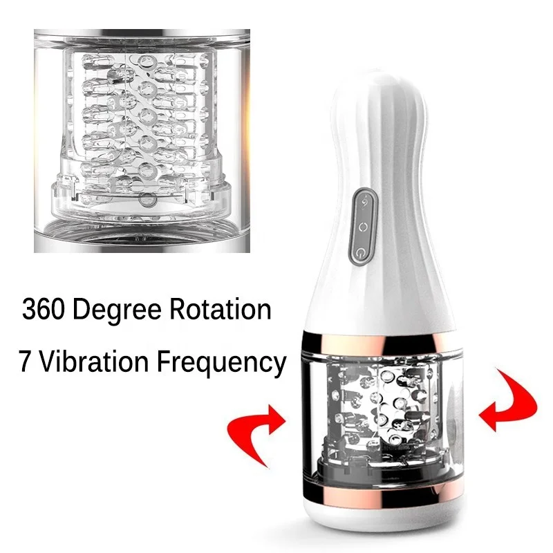 7 Speed 360 Degree Rotation Voice Male Masturbator Crystal Silicone Wet Pussy