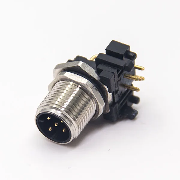 PCB Mount Circular a B D Code Male M12 Pcb Right Angled for 3 4 5 8 10 12 17 Pin for Waterproof 90 Degree Connector