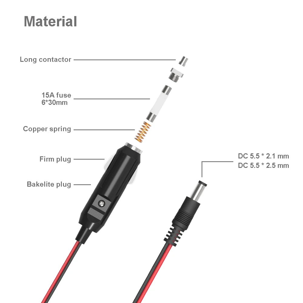 Câble 12 Volts allume-cigare/Jack 5.5-2.5mm