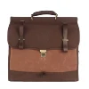 Vintage Tourbon Men's Business Soft Bag Canvas Leather Laptop Messenger Retro Style Briefcase for Bike Car Computer Carrying