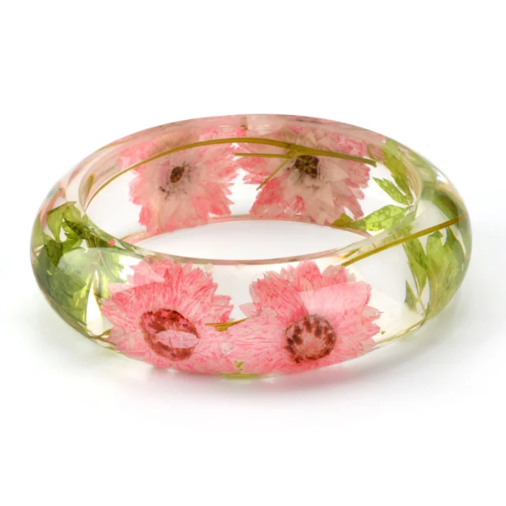 New Style Custom Epoxy Resin Flowers Bracelet For Girls - Buy Clear Resin  Bangle,Dried Flower Bangle,Resin Bracelet Product on