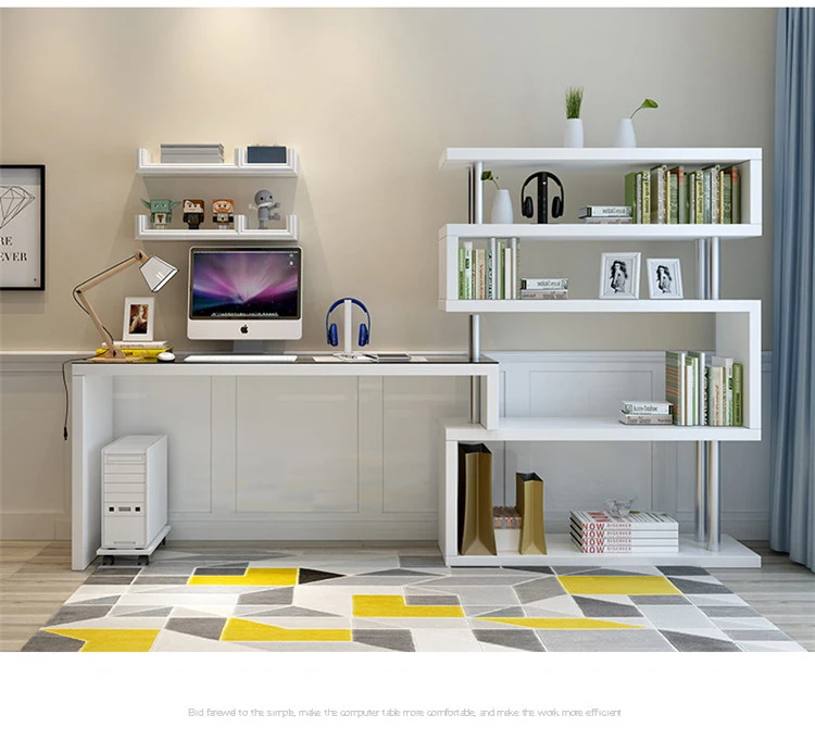 S Shaped Rotating Computer Desk Desktop Home Custom Simple Desk Frame Combination Corner Desk With Cabinet