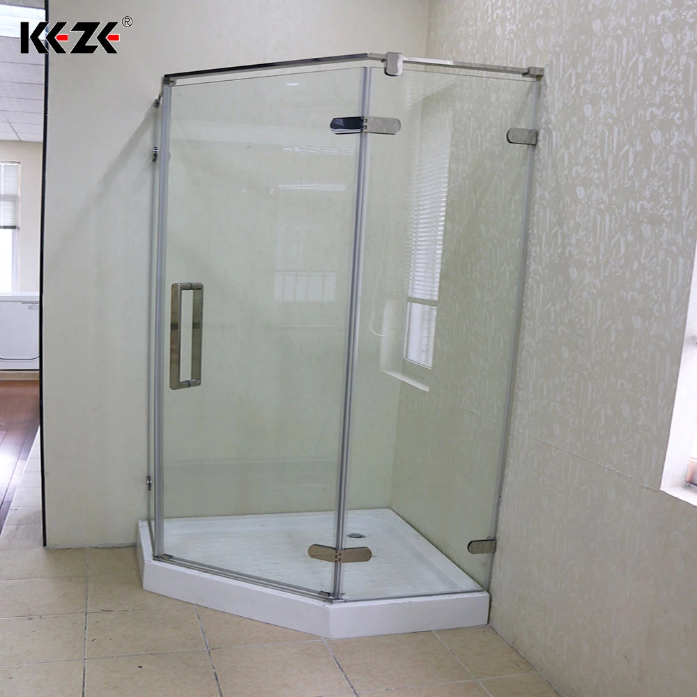 Waterproof Freestanding Neo Angle Shower Enclosure with Frameless Glass Hinge Open Style for Hotels