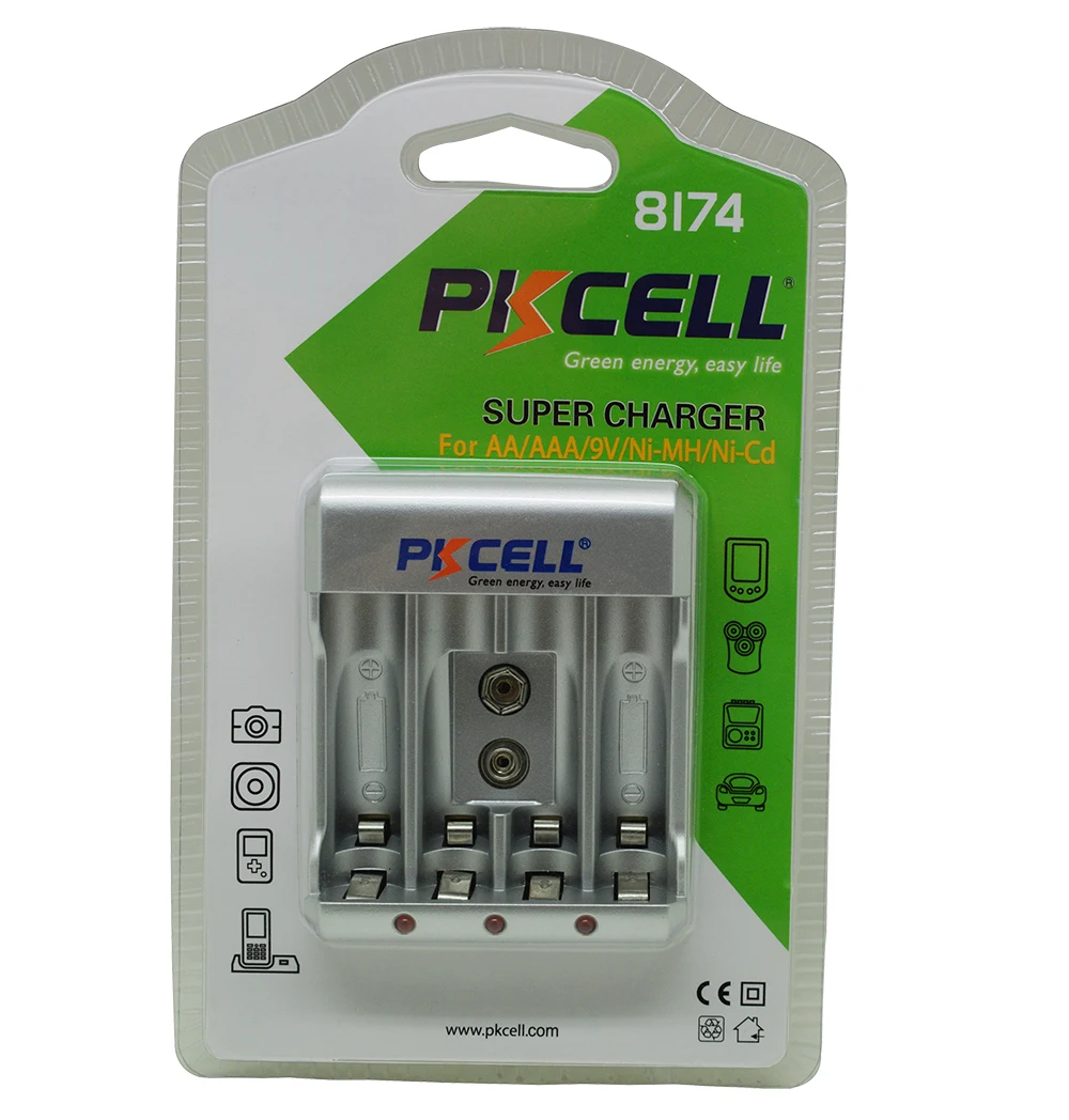 PKCELL 1.2v AA battery Charger AAA NIMH NI-CD 9V Battery Charger Holder 8174 8182 C and D battery