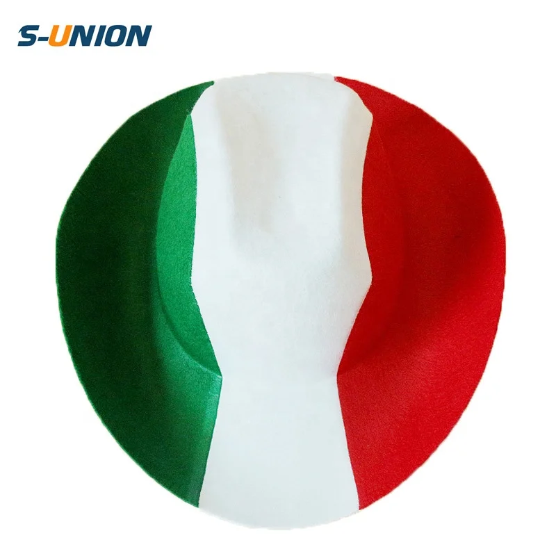 Шляпа для фанатов национального футбола, нетканые шляпы, фетровая ковбойская шляпа с итальянским флагом