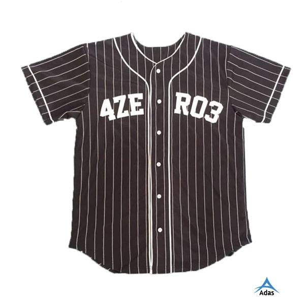 Unisex Button Down Plain Black Stripe Baseball Jerseys