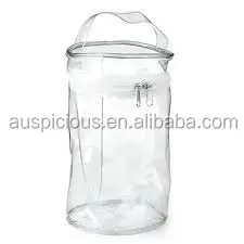 Cylinder Transparent Pvc Eva Handle Tote Bag with Zipper for Promotion